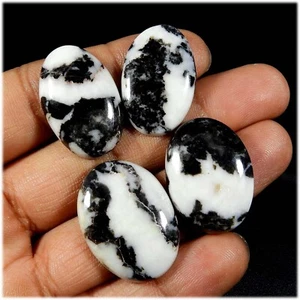 AAA+Natural Black Buffalo Turquoise Cabochon Wholesale Lot 4 Pcs Gemstone #11101 - Picture 1 of 6