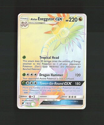 Alolan Exeggutor GX 118/111 Crimson Invasion Rainbow Secret Rare Pokemon Card LP - Image 1 of 4