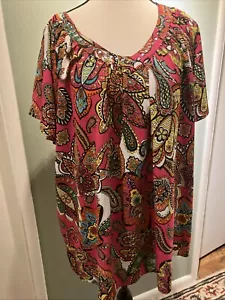 SOFT FOCUS DAMEN Übergröße 18W TUNIKA LÄNGE MULTI PAISLEY VERZIERTER AUSSCHNITT - Bild 1 von 10