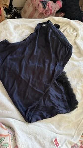 asos navy blue french satin pyjama bottoms with lace detail plus size 28 bnwt - Picture 1 of 6