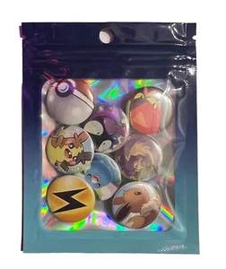 Pokemon Pin-Back Buttons Small Size 8 Pack - Picture 1 of 5