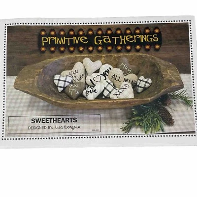 Primitive Gatherings Sweethearts By Lisa Bongean 4 Sizes Hearts Embroidery - Image 1 of 4
