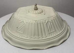 VINTAGE Art Deco Flush BRASS CEILING MOUNT 2 SOCKET LIGHTING FIXTURE - Picture 1 of 8