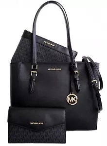 Michael Kors Charlotte LG mort 3 EN 1 sac à bandoulière en cuir + 2 x sacs à bandoulière neuf - Photo 1 sur 19