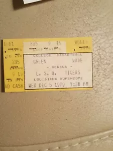 BIGLIETTO STUB 12/5/79 LSU TIGERS vs tulane green wave superdome basket ncaa - Foto 1 di 2