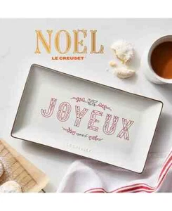 Le Creuset Noel JOYEUX Stoneware Hostess TRAY 11 Inch / 23cm New in BOX - Picture 1 of 12