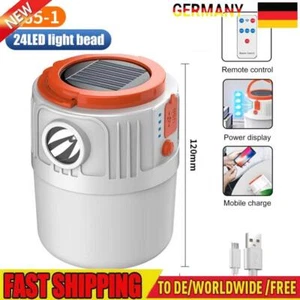 LED Camping Lampe mit Haken Solar Tragbare Leuchte 800mah 300LM USB Aufladen IP5 - Bild 1 von 7