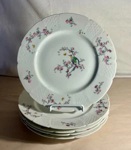 5 Haviland Limoges Frankreich Schleiger 1328 Vogel & Blumen 9 3/8" Essteller - Bild 1 von 2