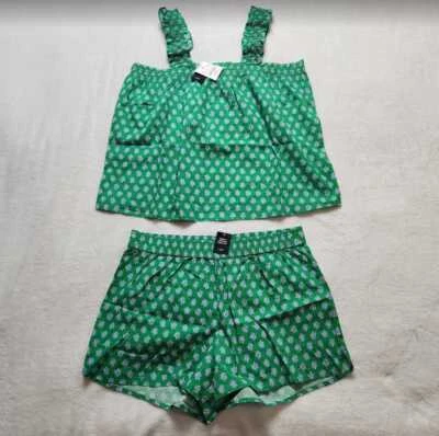 Nuevo conjunto corto de pijama sin mangas ajustado de fábrica XS XL J Crew para mujer verde Kelly Foto 1 de 4
