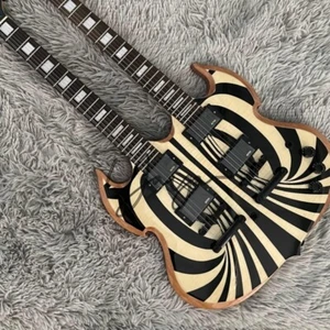 SG Natural Black Double Neck Electric Guitar 12+6 String HH Pickups Maple Neck - Picture 1 of 12