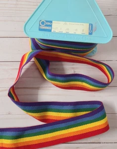 True Vintage Rainbow Webbing Belting Sewing Trim 2" Wide by 50 Feet Pride Hippie - Picture 1 of 5