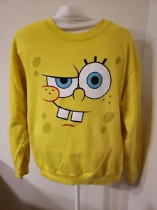 Nickelodeon Sponge Bob Sweatshirt Teen Unisex Yellow Crewneck Size Small - Picture 1 of 6