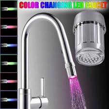 LED Water Stream Faucet Light Automatic 7 Colors Changing Shower Spout Sink JP