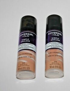 CoverGirl +Olay Simply Ageless 3-In-1 Foundation #245 Warm Beige Lot Of 2 Sealed