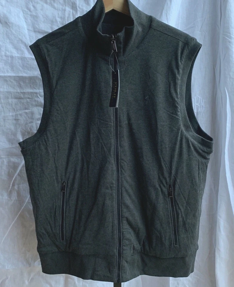 Ralph Lauren Polo RRL Reversible Full Zip Gray Quilted Hybrid Vest MENS LARGE