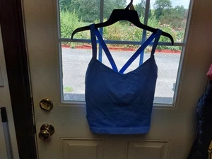 Nwt Avia Womens Plus Seamless X Back Contour Crop Removable Pads Santorini Blue - Picture 1 of 2