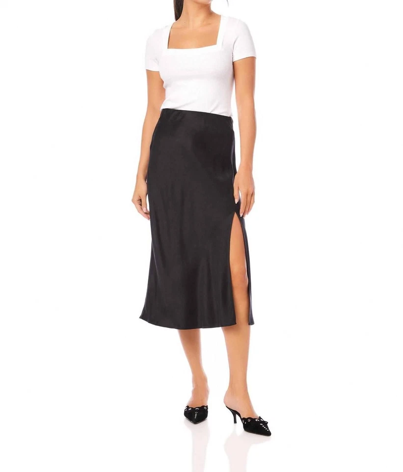 Falda midi negra con abertura lateral Fifteen Twenty Brielle Foto 1 de 1