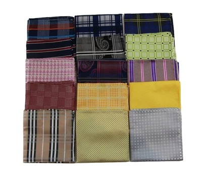 100% Silk Mens Pocket Square Hanky Handkerchief + Black Satin Bow Tie - image 1 of 2