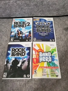 Lot of 4 Nintendo Wii Music Games – Band Hero, Rock Band, Rock Band Track Pack - Picture 1 of 3