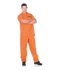 STRAFTÄTER Sträfling orange Herren Erwachsene Halloween Kostüm EINHEITSGRÖSSE - Bild 1 von 2