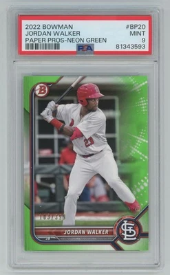 Jordan Walker 2022 Bowman Prospects Neon Green /399 PSA 9 #BP-20 St. Louis - Image 1 of 2