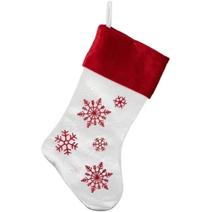Medias de Navidad Northlight 19" Terciopelo Rojo y Blanco Bordado Copo de Nieve - Imagen 1 de 6