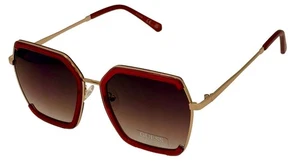 Guess Sunglass Womens Shiny Bordeaux Oversized Square Gradient Lens GF0418. 69T - Picture 1 of 12