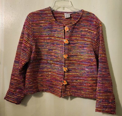 Perejil y Salvia 100% Algodón Multicolor Botón Chaqueta Traje Abrigo Usable Arte Foto 1 de 4