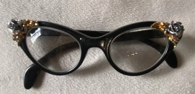 Shiaprelli Gold & Silver Rose &Rhinestone 1950 Eyeglasses - Image 1 of 4