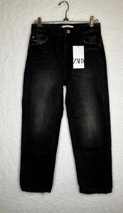 Zara Big Girls Black Denim Straight Leg Jeans sz 13-14 streetwear going out - Picture 1 of 6