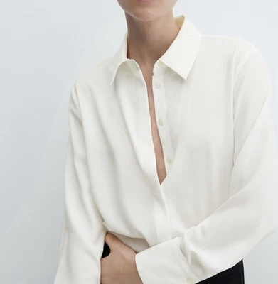 NUEVO CON ETIQUETAS $398 VINCE Calce Relajado LUJO Blanco Seda Crepe de China Camisa Top Blusa L Foto 1 de 4