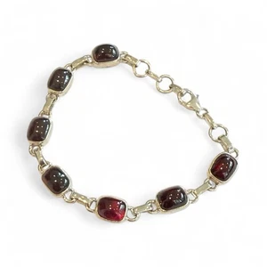 Sterling Silver Garnet Tennis Bracelet New - Picture 1 of 3