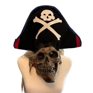 Mario Chiodo Studios Adult Pirate Skull  Skeleton Mask Black Tricorn Crossbones - Picture 1 of 4