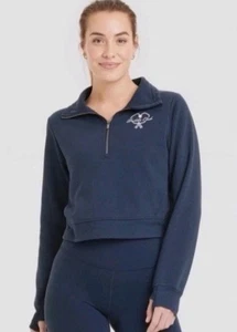 All in Motion Womens Navy Blue Cropped Sweatshirt,Size XL 1/2 Zip Core Fleece  - Picture 1 of 10