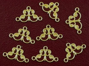EIGHT 18mm x 11mm ORNATE BRASS FILIGREE FINDINGS cf540 - Picture 1 of 1
