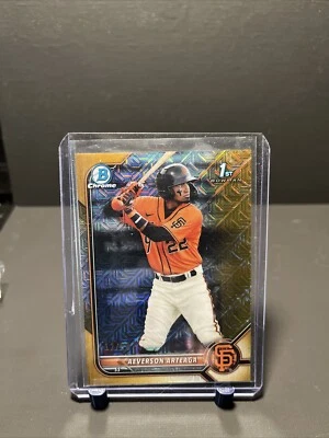 2022 Bowman Chrome Prospects 1st Gold Mojo #BCP-82 Aeverson Arteaga - 12/50 - Image 1 of 2