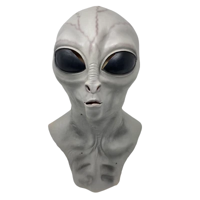 Grey Alien Mask UFO Extra Terrestrial Roswell Costume Spaceman Horror Accessory - Image 1 of 4
