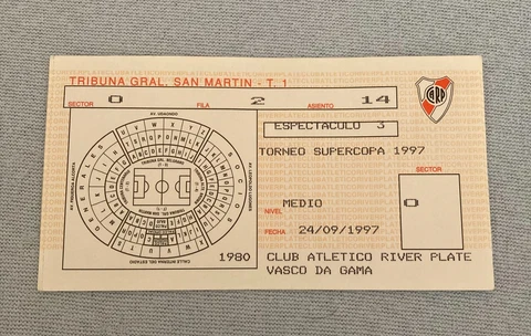 River Plate - Vasco da Gama Brazil ticket Supercopa Sudamericana 1997 Argentina Cover