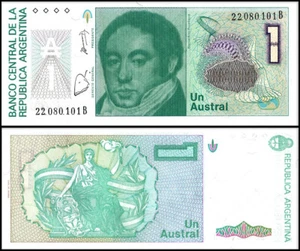 ARGENTINIEN 1 AUSTRAL 1986 UNC PRÄFIX B,LIBERTY PROGRESSO MIT FACKEL UND SCHILD - Bild 1 von 1