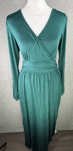 Ouges Maternity Nursing Maxi Dress Medium Empire Waist Olive Green NEW With Tag - Picture 1 of 12