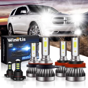 For Dodge Durango 2011 2012 2013 6000K LED Headlight Fog Light Bulb Combo 6x - Picture 1 of 10
