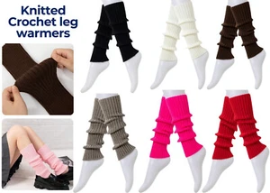 Women Ladies Winter Warm Leg Warmers Long Knit Knitted Crochet Socks Leggings - Picture 1 of 39