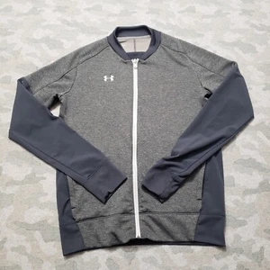 Under Armour Sweatshirt Womens Medium Tall Gray Coldgear Full Zip Long Sleeve - Picture 1 of 9