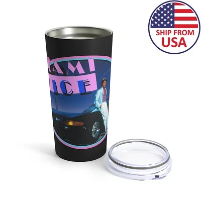 Miami Vice Retro TV Show 20oz Stainless Steel Tumbler Cup Mug Black - Image 1 of 4