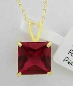 AAA 3.18 Cts RUBY SOLITAIRE PENDANT 14K YELLOW GOLD * New With Tag *