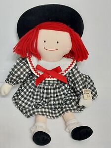 VTG 1990 Eden Toys Madeline Plush Rag Doll Checkered Dress & Hat Nordstrom Tag
