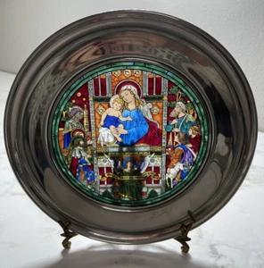 Jefferson Pewter Church of the Advent Boston 1985 Christmas Stained Glass Plate - Picture 1 of 12