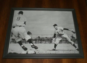1959 PIRATES BILL MAZEROSKI & DICK GROAT FRAMED B&W ACTION PRINT - Picture 1 of 1