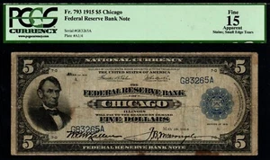 SCARCE 1915 Series $5 ORIGINAL SIGNATURES Federal Reserve Bank Note - CERTIFIED! - Picture 1 of 2