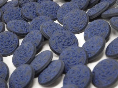 Lote de 100 botones vintage de caña redonda floral cachemira azul 22 mm B75-7 Foto 1 de 4